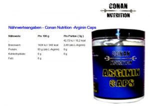 Conan Nutrition Arginin Caps Nahrwerttabelle