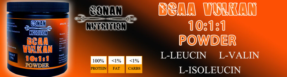 Banner Nährwertangaben Conan Nutrition BCAA VULKAN POWDER