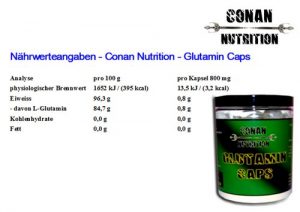 Nahrwerttabelle Conan Nutrition GLUTAMIN CAPS