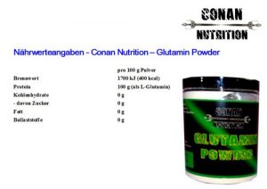 Nahrwerttabelle Banner Conan Nutrition GLUTAMIN POWDER