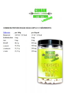 NÄHRWERTE Conan Nutrition Veggie BCAA CAPS 211