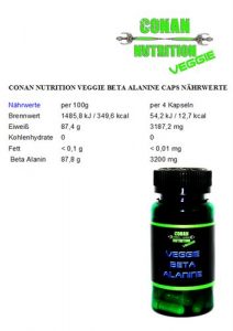 NÄHRWERTE Conan Nutrition Veggie BETA ALANIN CAPS