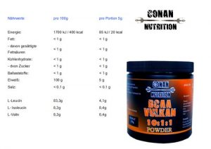 Nährwertangaben Conan Nutrition BCAA VULKAN POWDER