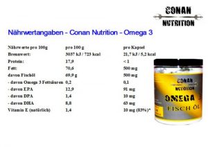 Nährwertangaben Conan Nutrition OMEGA 3 FISCH OIL