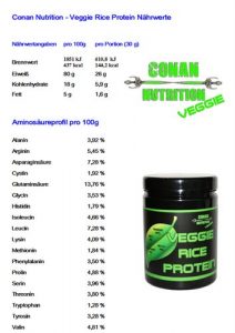 conan Nutrition Veggie rice Protein Nahrstoffe