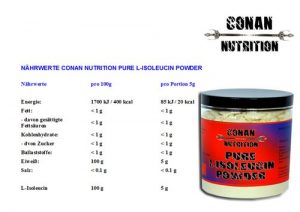 Conan Nutrition L-Isoleucin Nahrwerttabelle